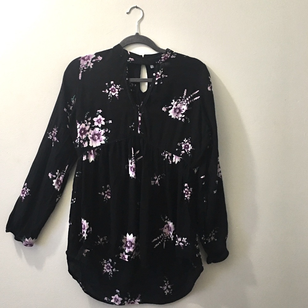 Adam Levine Dark Floral High Neck Blouse LARGE